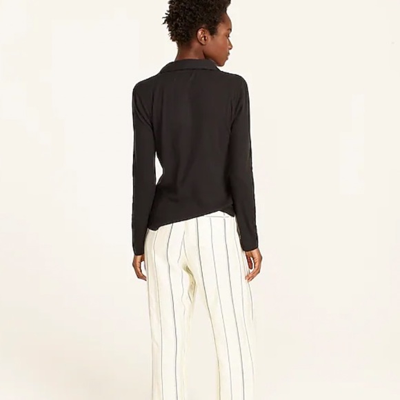 J. Crew NWT Ribbed Polo Long Sleeve T-Shirt - Black - Picture 3 of 4